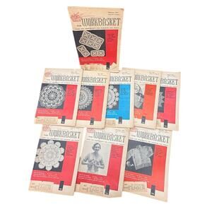 📚 L:ot of 9 The Workbasket Magazine Lot 1957 Needlecraft Crochet Sewing Ads